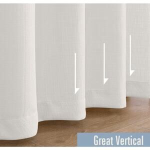 Welvet Ivory Faux Linen Curtains 63 Inch Length 2 Panel Set